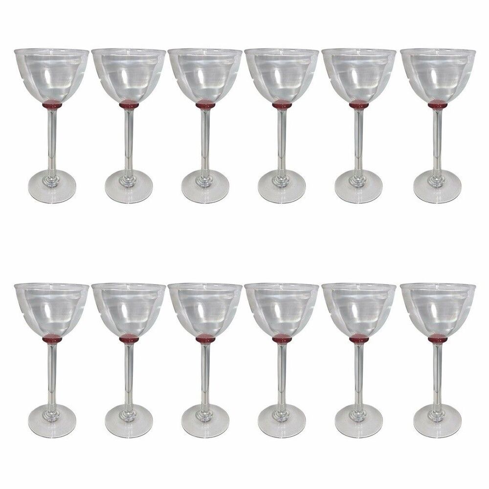Rare LINDEAN MILL Tall Optic WINE GLASS / Hand Blown / SCOTLAND 2007 / Set Of 12